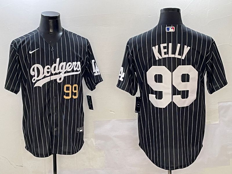 Men Los Angeles Dodgers #99 Kelly Black Stripe Jointly Name 2025 Nike MLB Jersey style 11